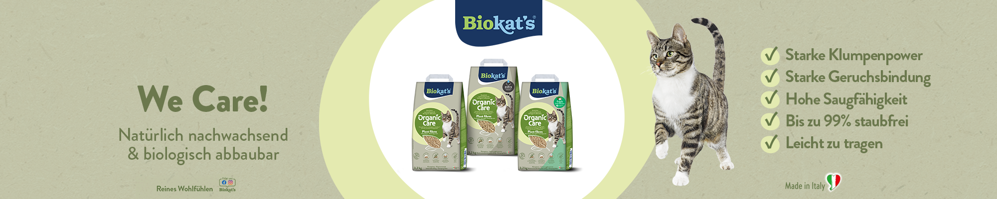 Unsere neue Pflanzenfaser-Katzenstreu ist da – Biokat's Organic Care Plant fibres: WE CARE. | GIMBORN